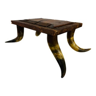 Rustic Victorian Horn Footstool For Sale