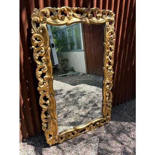 Mid 20th Century Spanish Rococo Revival Gilt and Gesso Wall Mirror, Wood Frame, 1940s For Sale - Image 5 of 9