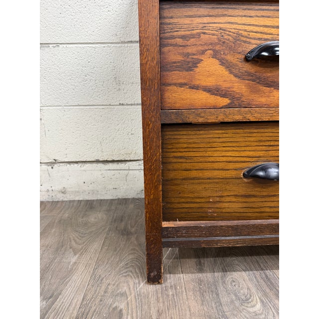 Wood Antique Arts and Crafts Mission Style Oak Dresser Chest of Drawers For Sale - Image 7 of 15