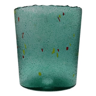 Large Emerald Green Antikva Glass Vase with Color Inclusions by Bertil Vallien for Kosta Boda, 1990s For Sale