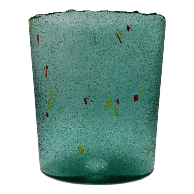 Large Emerald Green Antikva Glass Vase with Color Inclusions by Bertil Vallien for Kosta Boda, 1990s For Sale