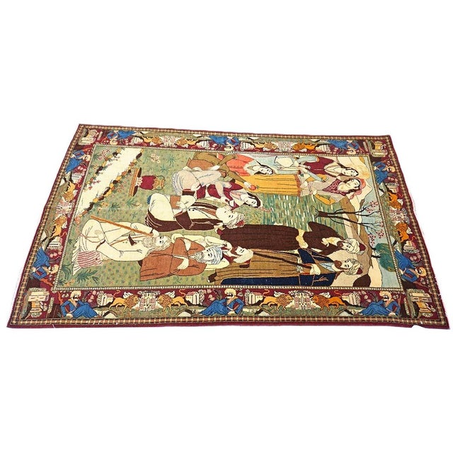 Antique Persian Kashan Wool 4X7 Multicolor Handmade Pictorial Area Rug #9900881 For Sale - Image 4 of 16