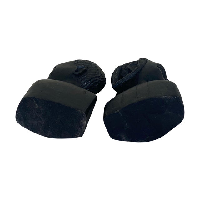 1950s Vintage African Ebony Wood Man and Woman Sculpture Bust Black Folk Art 6.75" H For Sale - Image 5 of 6