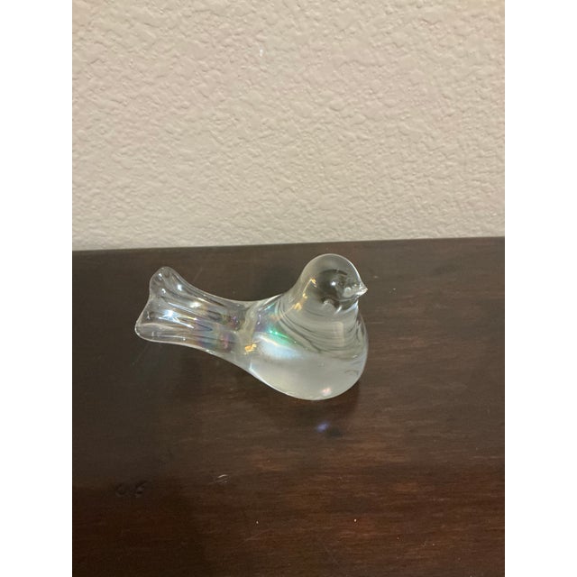 Contemporary Beautiful Clear Iridescent Glass Bird For Sale - Image 3 of 8