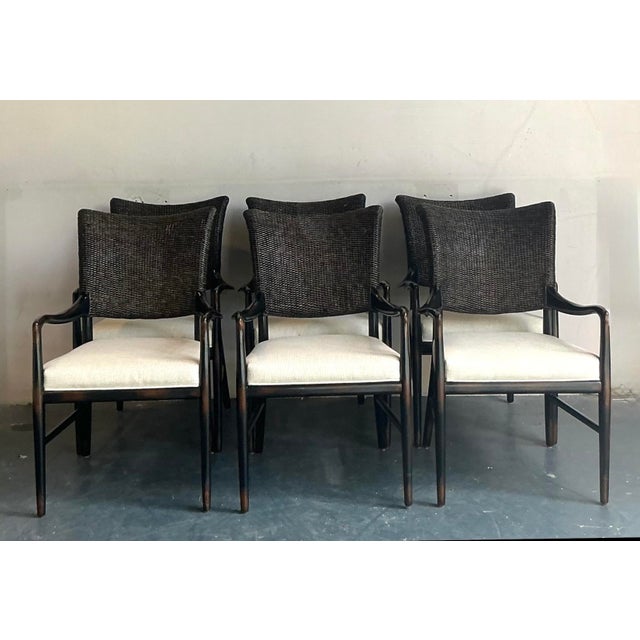 Vintage Boho Palecek “Catalina Cane” Arm Chairs - Set of 6 For Sale - Image 10 of 11