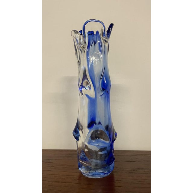 Blue and Clear Art Glass Vase by Josef Hospodka for Chribská, Former Czechoslovakia, 1960s For Sale - Image 12 of 16