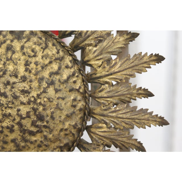 Gilt Sun Wall or Ceiling Light, France, 1950s For Sale - Image 17 of 18