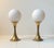 White Vintage Brass Table Lights with Orb Spheres in White Glass, 1970s, Set of 2 For Sale - Image 8 of 8