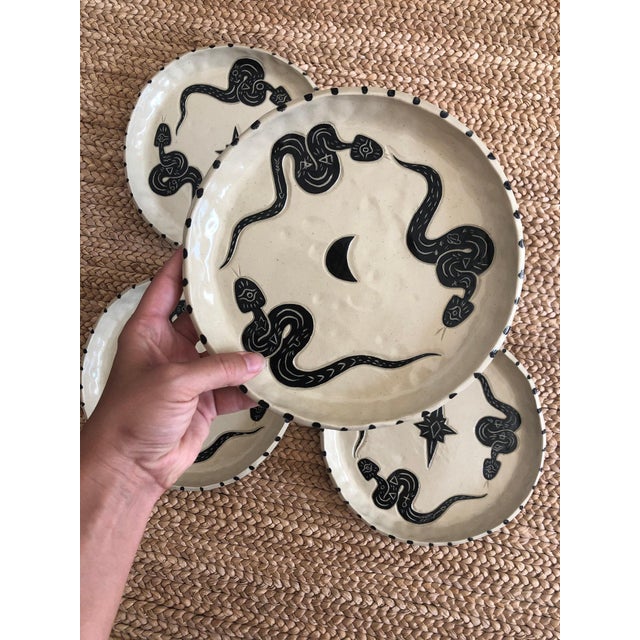 Not Yet Made - Made To Order Contemporary Burnt Thistle Ceramics Snake Dinner Plates - Set of 6 For Sale - Image 5 of 10