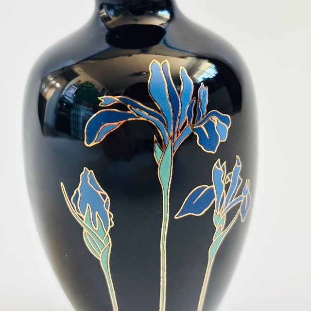 Vintage Blue Iris Ceramic Bud Vase by Otagiri, Japan For Sale In San Francisco - Image 6 of 8