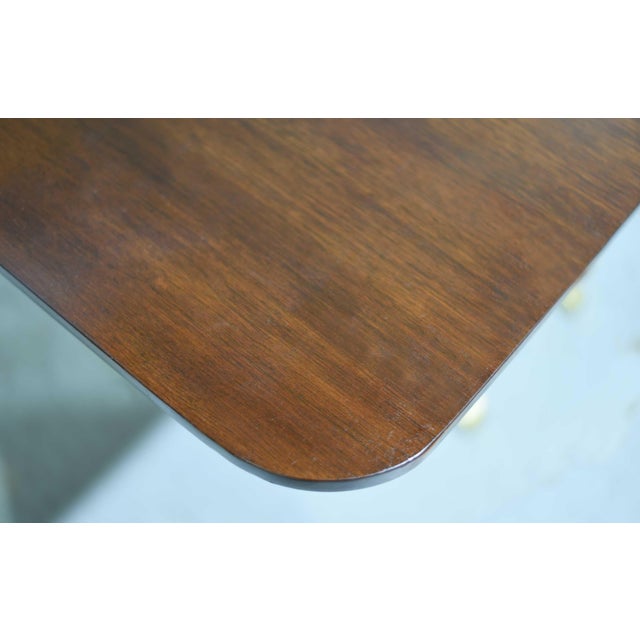 Wood Mid Century Regency Style Mahogany Drop-Leaf Dining Table With Brass Capped Feet For Sale - Image 7 of 13
