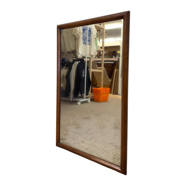 Mid-Century Modern Vintage Mid-Century Modern Wood Frame Wall Mirror For Sale - Image 3 of 8
