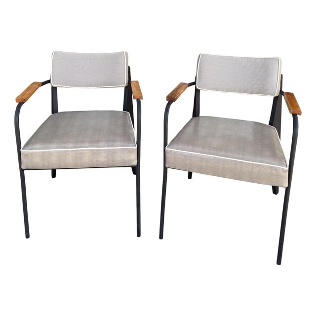 Pair of Vintage Art Deco Jean Prouvé Attr Direction Armchairs - 1 of 2 For Sale