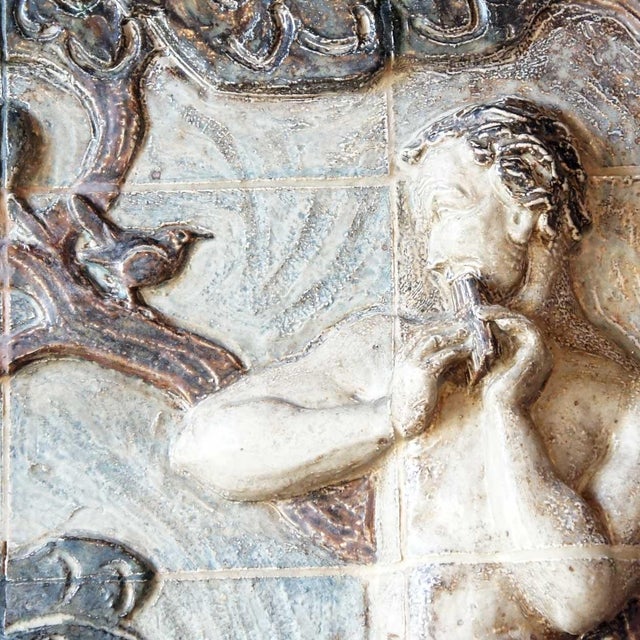 Ceramic Large Pair Knud Kyhn for Royal Copenhagen Stoneware Tile Wall Panels, Adam and Eve For Sale - Image 7 of 10