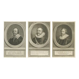 Dutch Statesmen and Admiral, 1750, Copper Engravings, Set of 3 For Sale