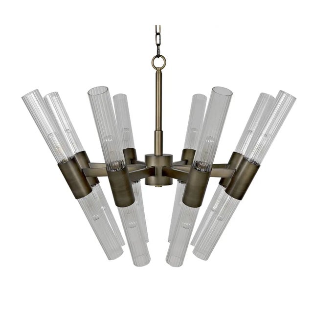 Mid-Century Modern NOIR Moira Chandelier, Aged Brass Finish For Sale - Image 3 of 7