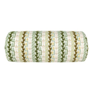 Scalamandre 21" x 7" Villelaure Bolster Pillow in Moss For Sale