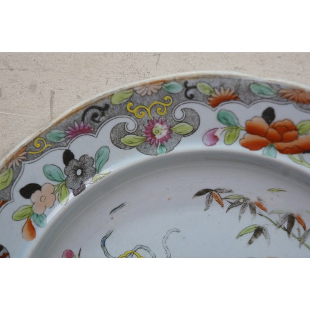 Early 19th Century Antique Stephan Folch Ironstone Imari Bamboo & Basket China Dinner Plates - Set of 16 For Sale - Image 5 of 12