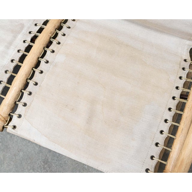 3-Seater Bench in Rattan and Cotton Canvas, 1960s For Sale - Image 6 of 10