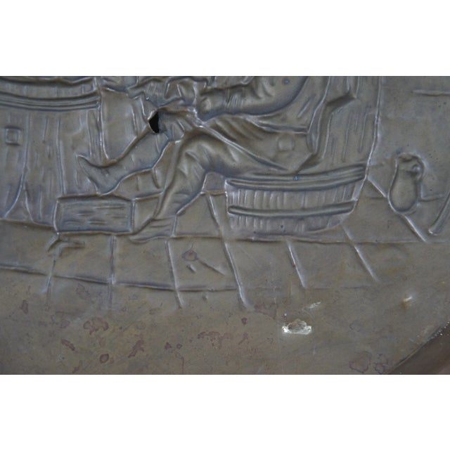 Antique Copper Embossed Tavern Scene Repousse Wall Plaque Charger Platter For Sale - Image 9 of 10