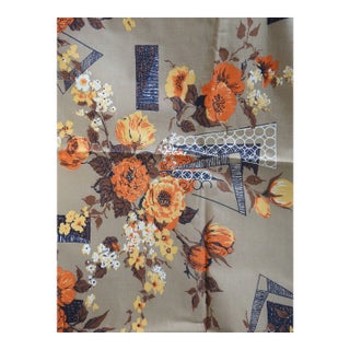 Vintage Mid Century Floral Pattern Fabric 4y For Sale