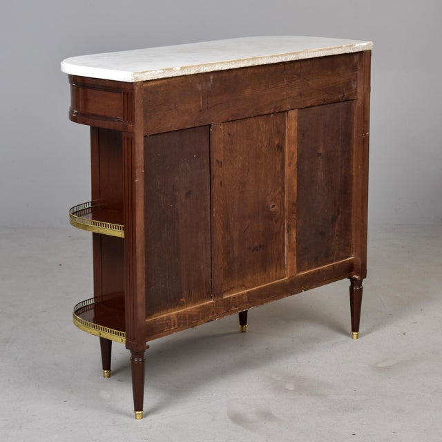 Late 19th Century Louis XVI Style Marble Top Buffet With Reeded Doors and Brass Galleries For Sale - Image 5 of 12