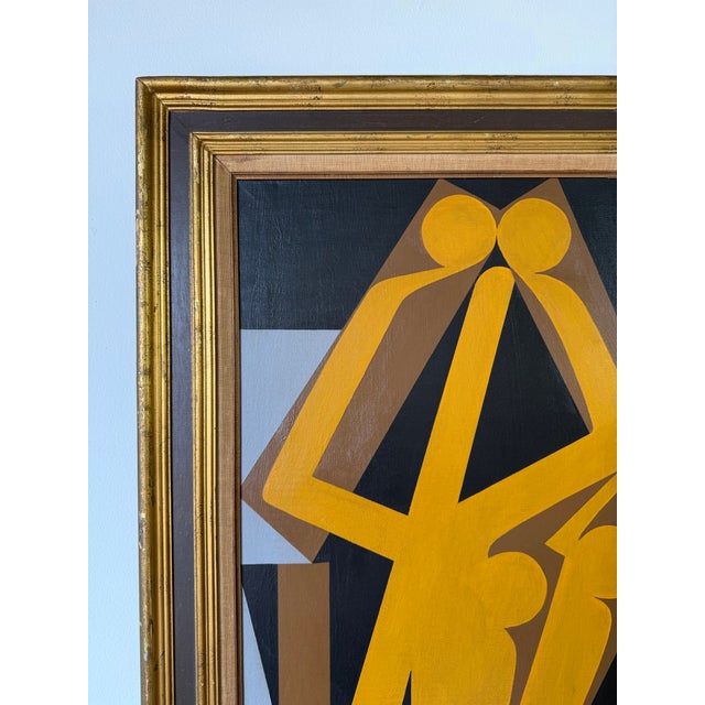 1990s 1996 Leon Wvidar Geometric Abstract Acrylic on Canvas Painting – Wood Frame For Sale - Image 5 of 12