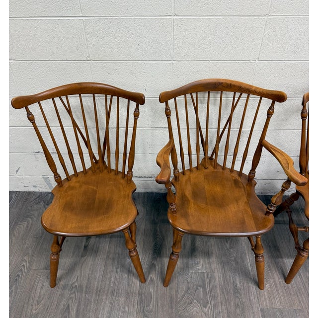 Vintage Ethan Allen Heirloom Maple Nutmeg Fiddleback Duxbury Dining Chairs For Sale In Kansas City - Image 6 of 12