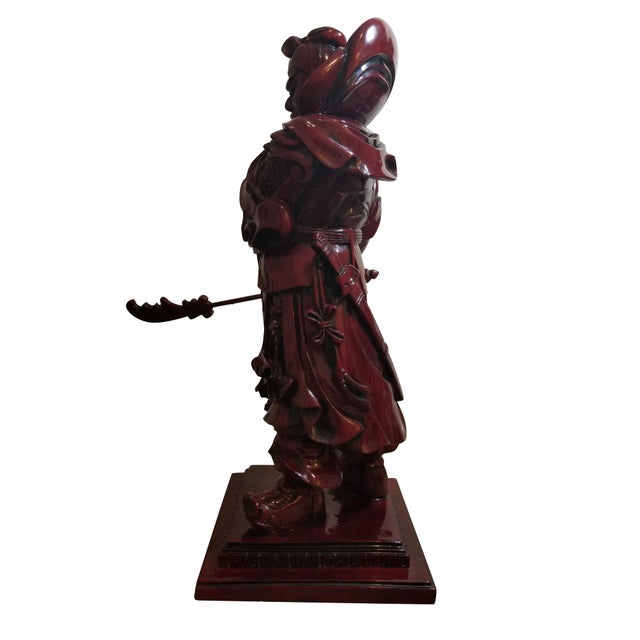 Chinese Vintage Chinese General Guān Yǔ Warrior Statue Sculpture Figurine For Sale - Image 3 of 11