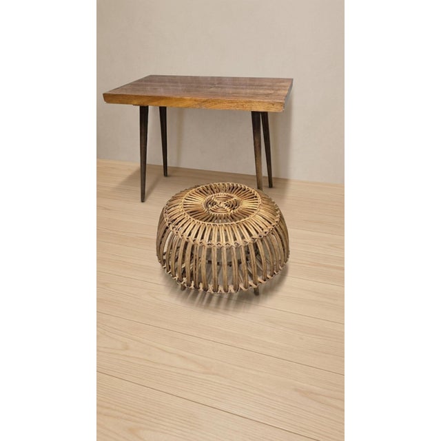 Wood Mid-Century Woven Rattan Stool by Franco Albini, Italy, 1950s For Sale - Image 7 of 10