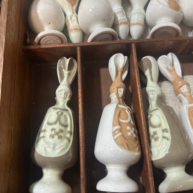 Ceramic Vintage Ceramic Hand Painted Chess Set- Set of 32 For Sale - Image 7 of 9