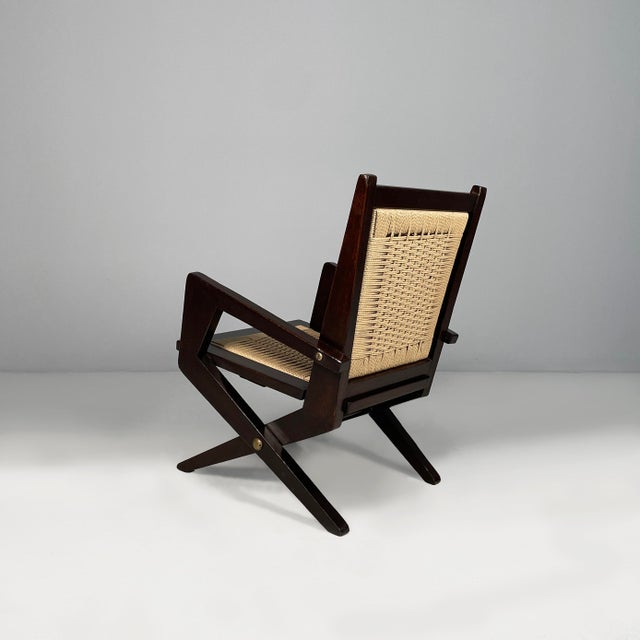 Mid-Century Modern Italian Wood and Straw Armchairs, 1940s, Set of 2 For Sale - Image 4 of 18