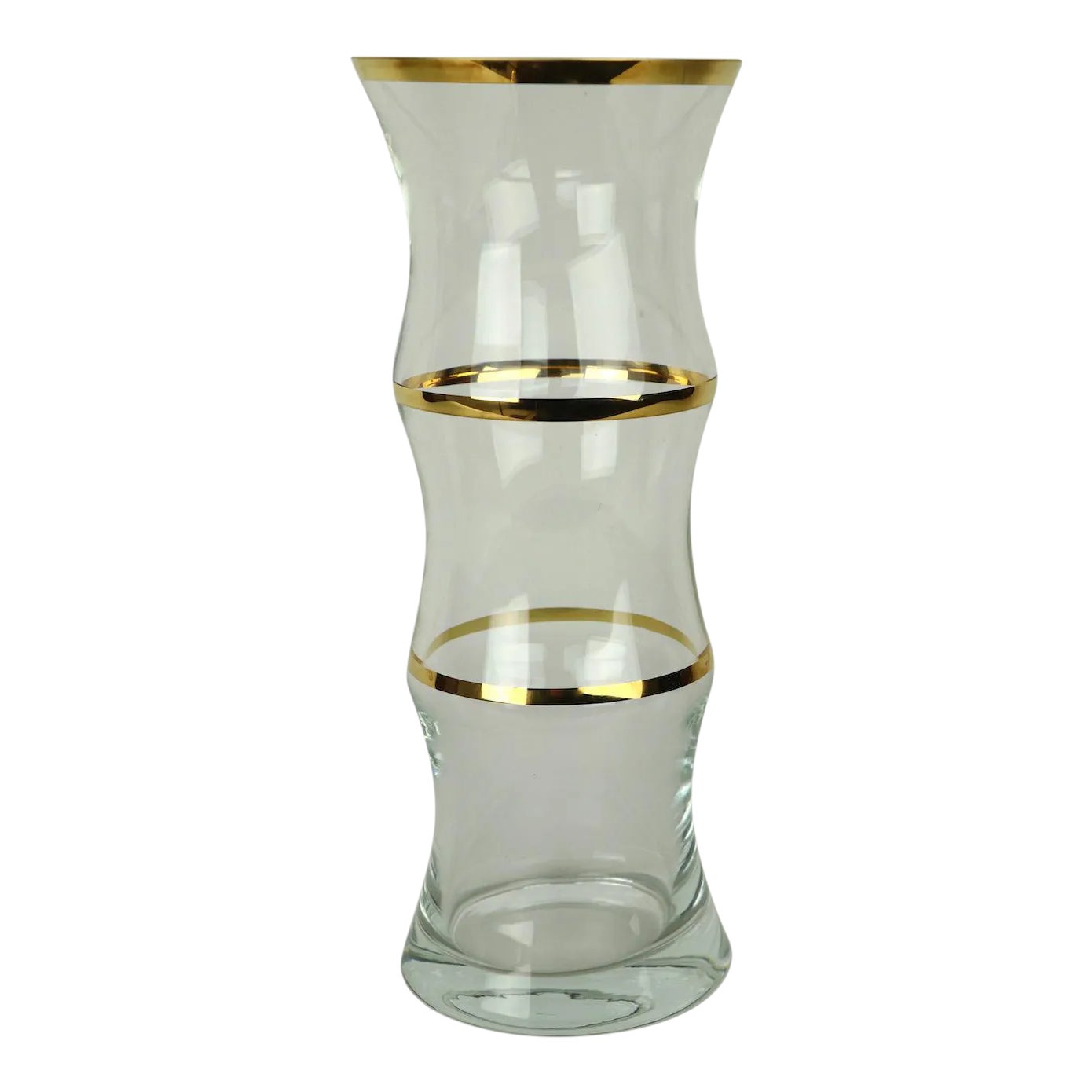1960s Chic Faux Bamboo Glass Vase With Gold Trim Chairish