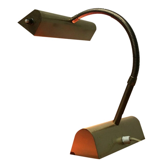 Mid-Century Brass Hollywood Regency Gooseneck Table Lamp, 1960s For Sale