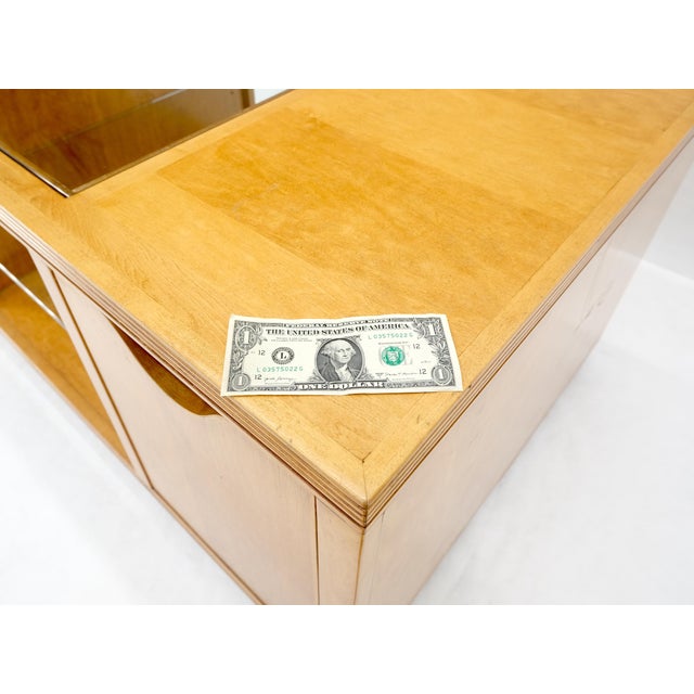 Knoll Large Box Shape Glass Top Birch Plywood Deep Drawers Storage Coffee Table MCM For Sale - Image 4 of 12