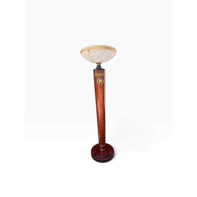 Neoclassical Infinity Furniture Import Empire Neoclassical Alabaster & Bronze Floor Lamp For Sale - Image 3 of 12