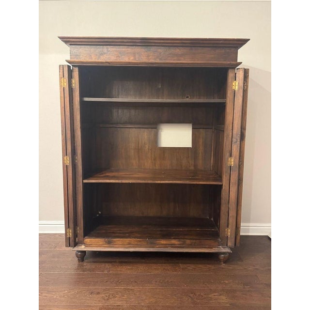 Wood Vintage Indonesian Armoire With Natural Rattan Door Panels, C. 1990s For Sale - Image 7 of 16