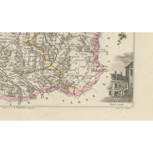 Antique Map of Nièvre by Vuillemin, France, 1850 For Sale - Image 5 of 9