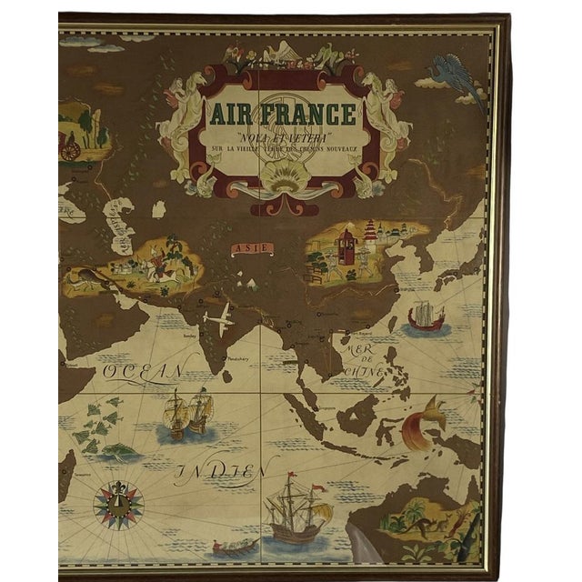 Air France Nova and Vetera Poster Map by Lucien Boucher, Paris, France, 1939 For Sale - Image 14 of 18