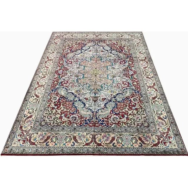 ACTUAL SIZE: 8’2″ x 11’3″ PRIMARY COLOR: Red / Peach AGE: Old MATERIALS: Wool FOUNDATION: Cotton PRODUCTION: Handwoven,...