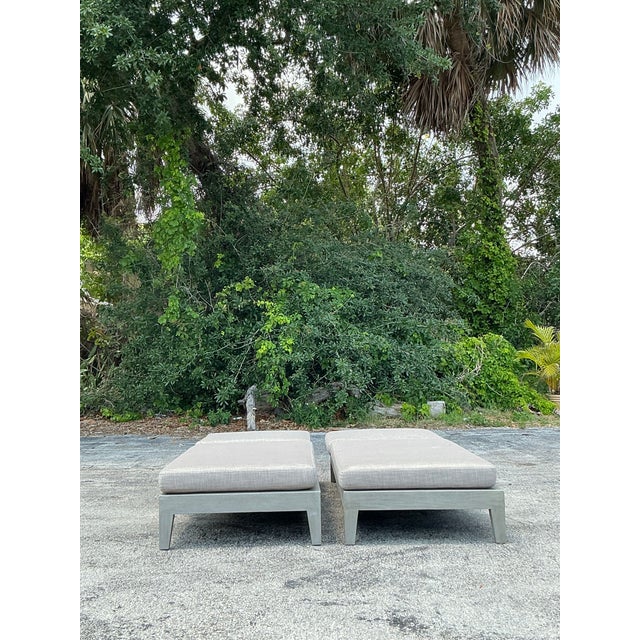 Vintage RH “Balmain” Washed Teak Chaise Lounge - A Pair For Sale - Image 12 of 12