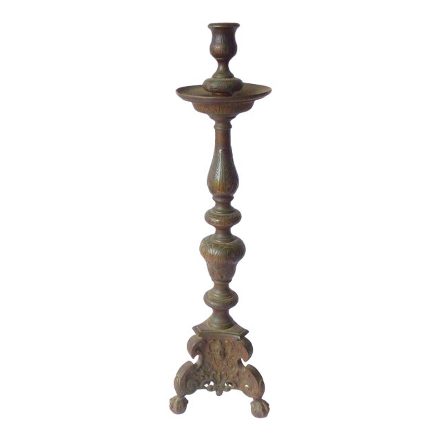 Antique Bronze Altar Stick For Sale