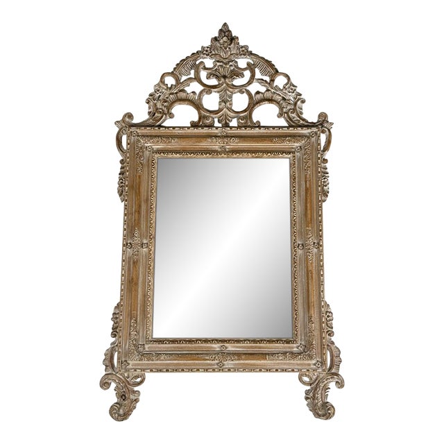 Large Carved and Painted Italian Rococo-Style Mirror For Sale