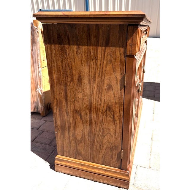 Wood Vintage Carved Wooden Bar Cabinet With Drop-Leaf Extensions. For Sale - Image 7 of 12