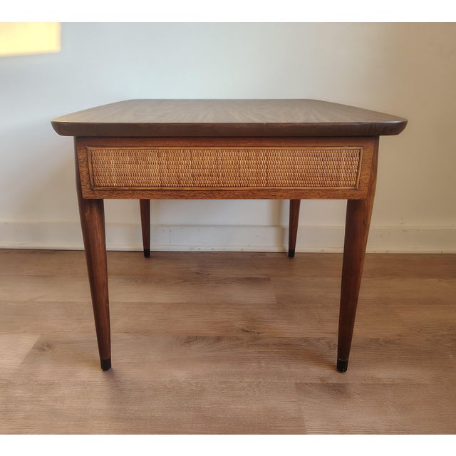 Mid-Century Modern Mid-Century Modern American of Martinsville End Table – With Woven Rattan Drawer, Circa 1960s For Sale - Image 3 of 10