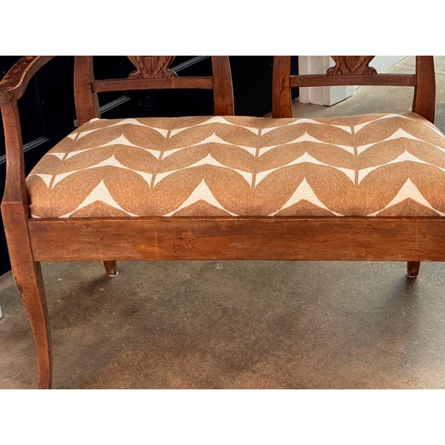 19th Century French Walnut Settee With Carved Lyre Splats For Sale - Image 4 of 11