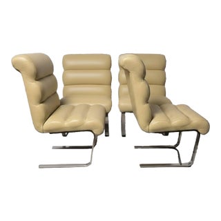 1970s Attributed to Mariano for Pace Laguna Mid Century Chrome Cantilever Dining Chairs For Sale