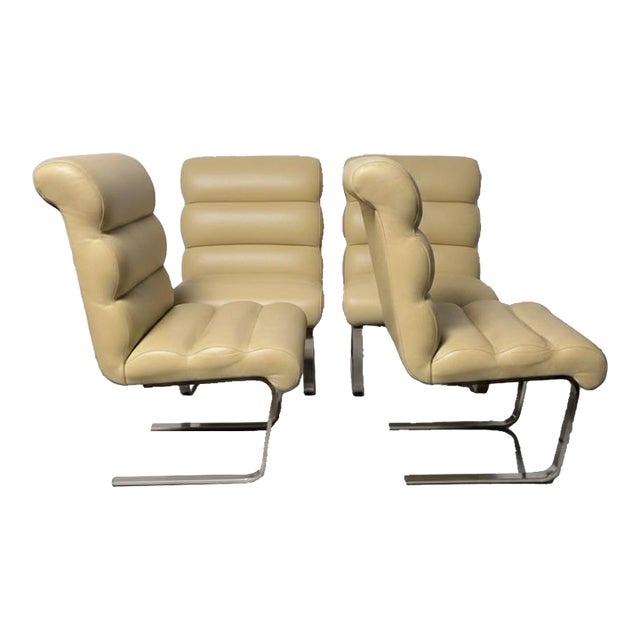 1970s Attributed to Mariano for Pace Laguna Mid Century Chrome Cantilever Dining Chairs For Sale