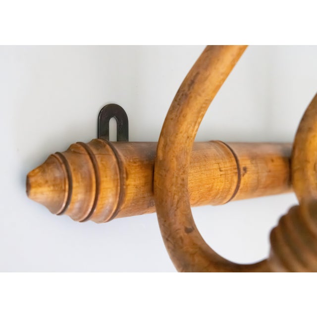 Wood Antique French Faux Bamboo Bentwood Coat & Hat Rack For Sale - Image 7 of 9