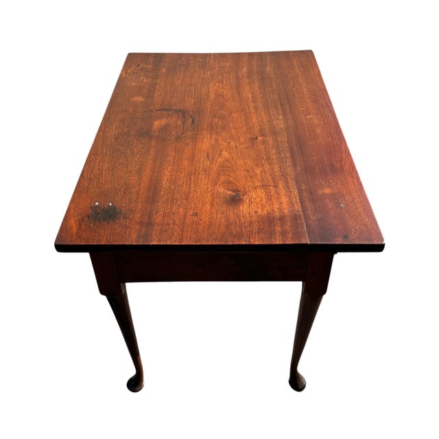 Brown Antique Queen Anne Pennsylvania Walnut Two Drawer Diminutive Tavern Table Rare For Sale - Image 8 of 12